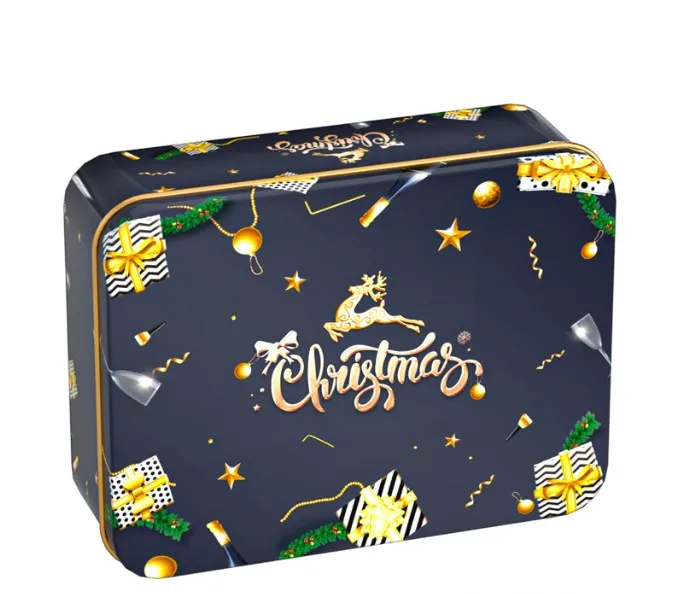 Christmas gift packaging tin box 12 * 9 * 4cm rectangular Christmas gift candy biscuit packaging tin box