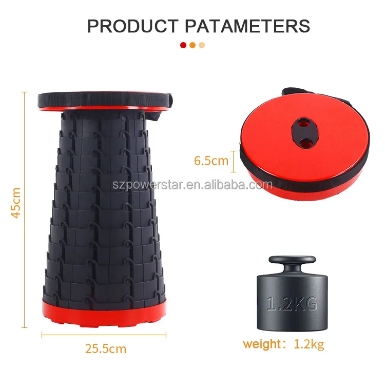 hot selling Outdoor Retractable Small Adjustable Folding Telescopic Stool Portable Foot Stool