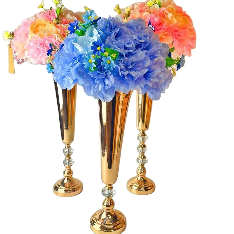 
Wholesale Home Decoration Gold Plating Wedding Table Centerpieces Metal Flower Vases For Dried Flower 