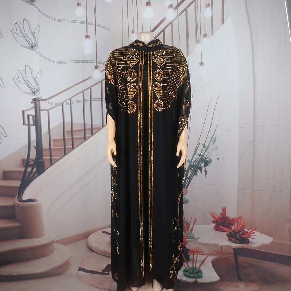 New two-piece african dresses for women clothing chiffon African Design Dresses rhinestone Moroccan Dresses