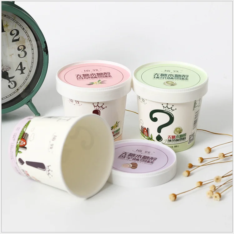 China Made Professional Wholesale Yogurt Paper Cup With Paper Lid Ice Cream Cup Packaging