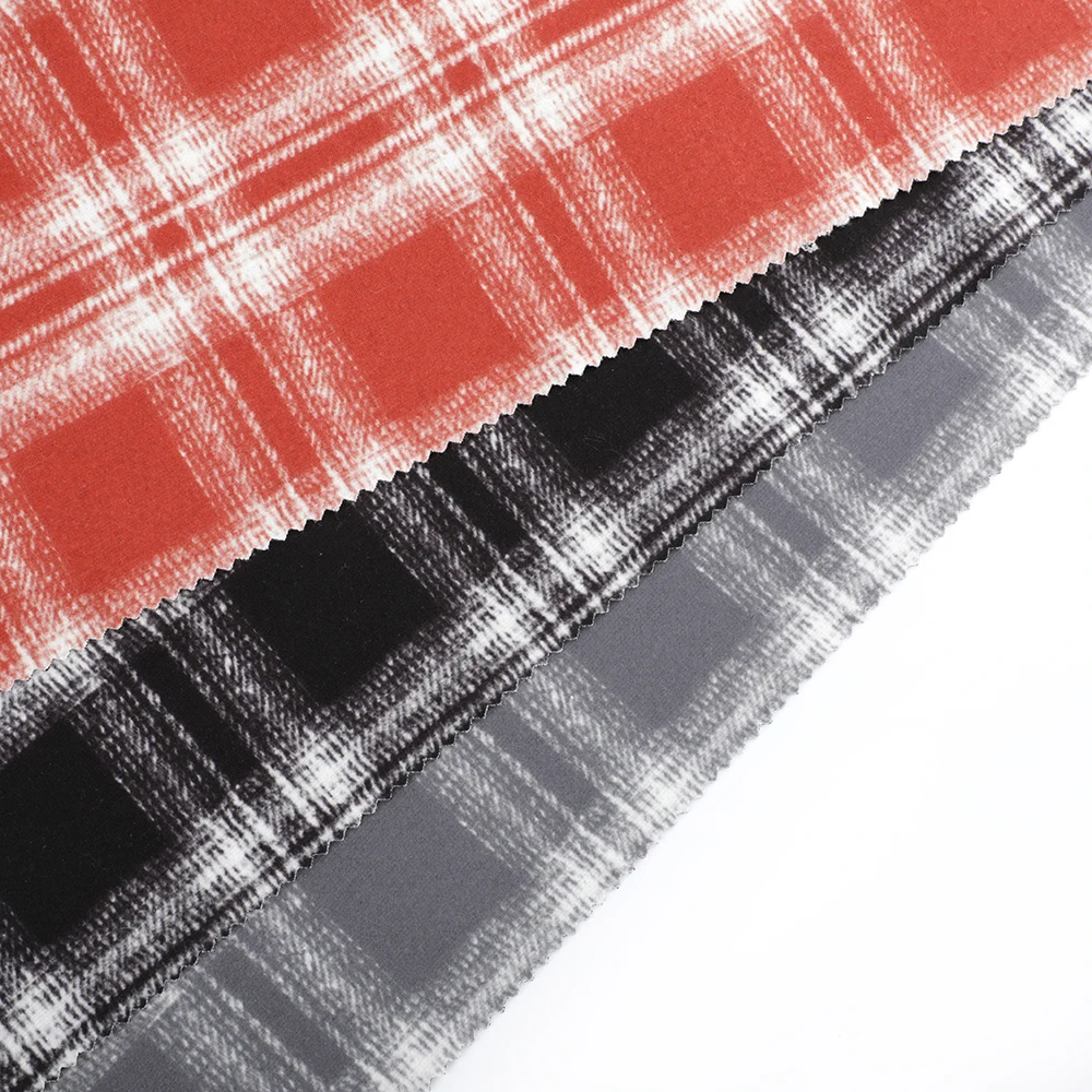 Fast Delivery Knit Fabric Windproof Stretch RTN Check Printed Ponte De Roma Knitted Fabrics For Coats