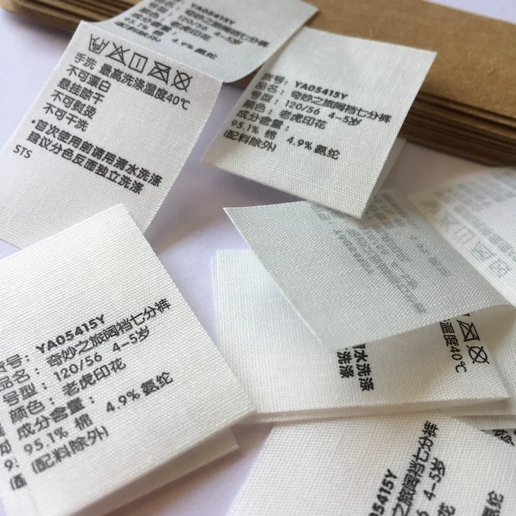 Custom Design Logo polyester Cotton Tape screen Printed Main label / Flag Labels
