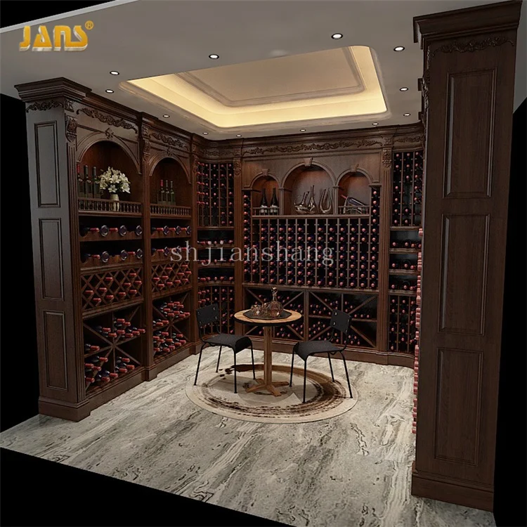 Manufacturer custom wooden five floors multi-layer  wine shelves wine rack for wine cellar