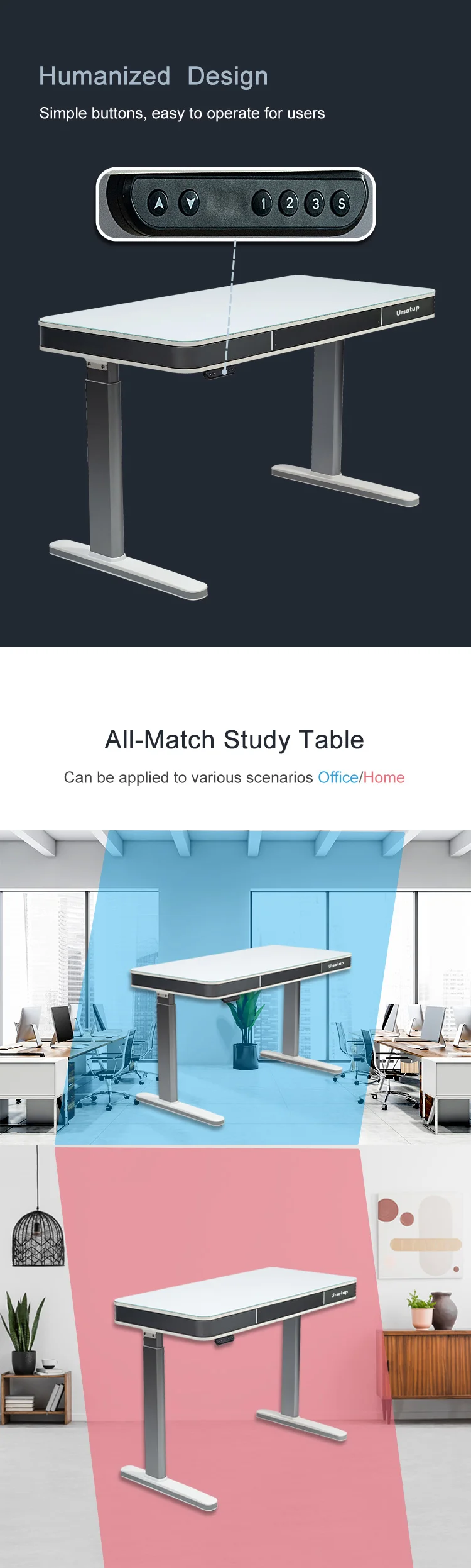 Factory Directly Supply Mobile glass Stand Up Desk Computer Workstation height adjustable desk