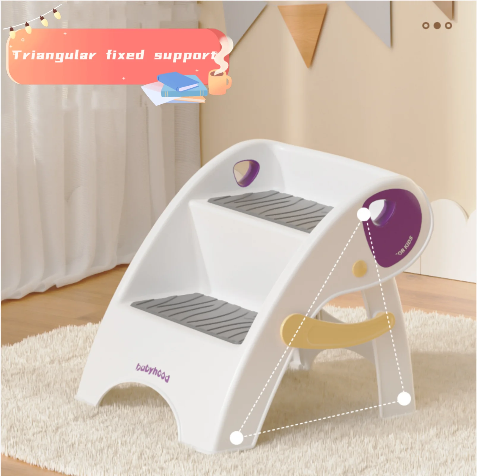 2022 new product Safe soft stable, anti fall baby elephant can be folded and expanded double step stool Plastic stool  for child
