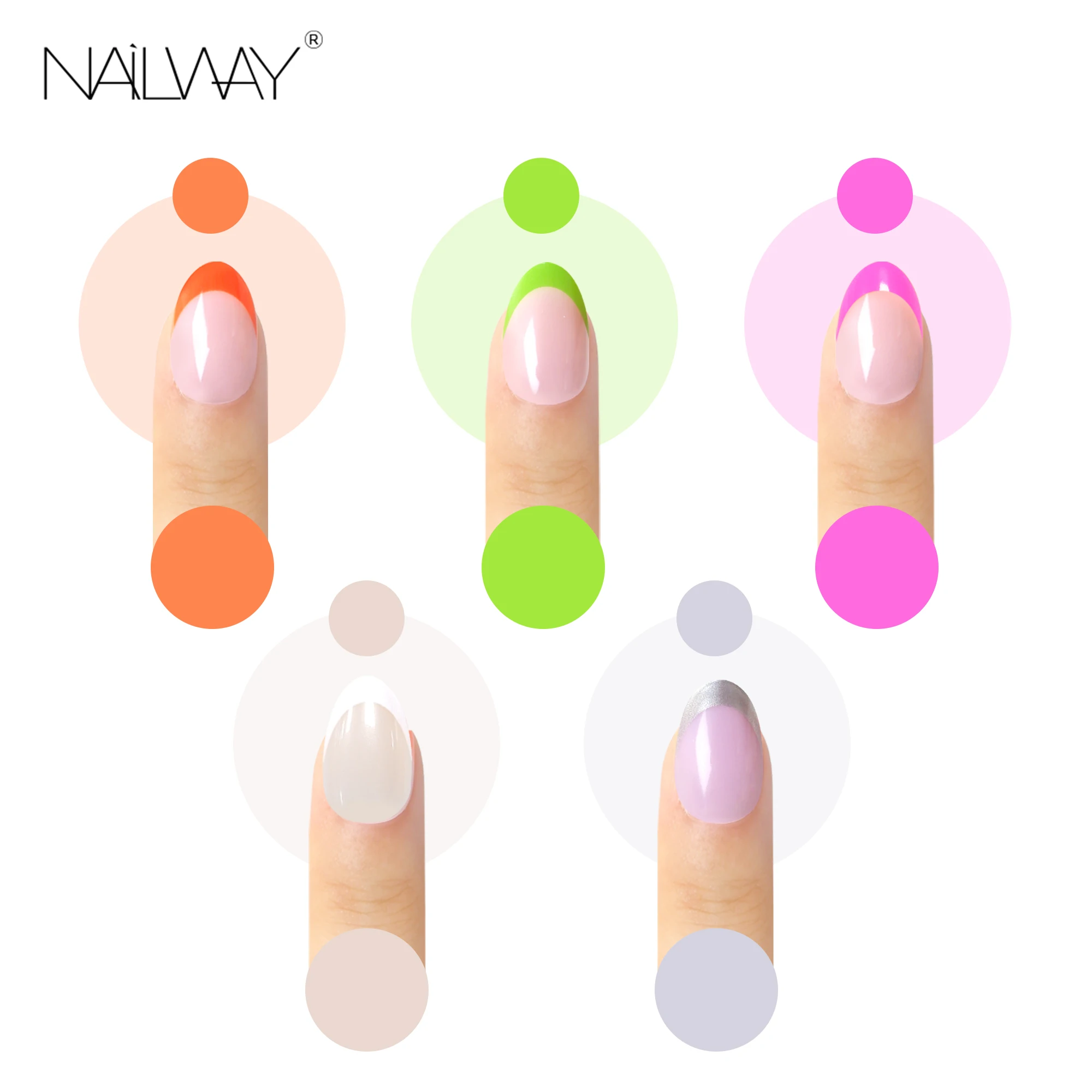 Nailway New Design Wholesale Glossy Short Oval 15 Sizes 30Pcs Artificial Fake Nails Soft Gel Press On Nails