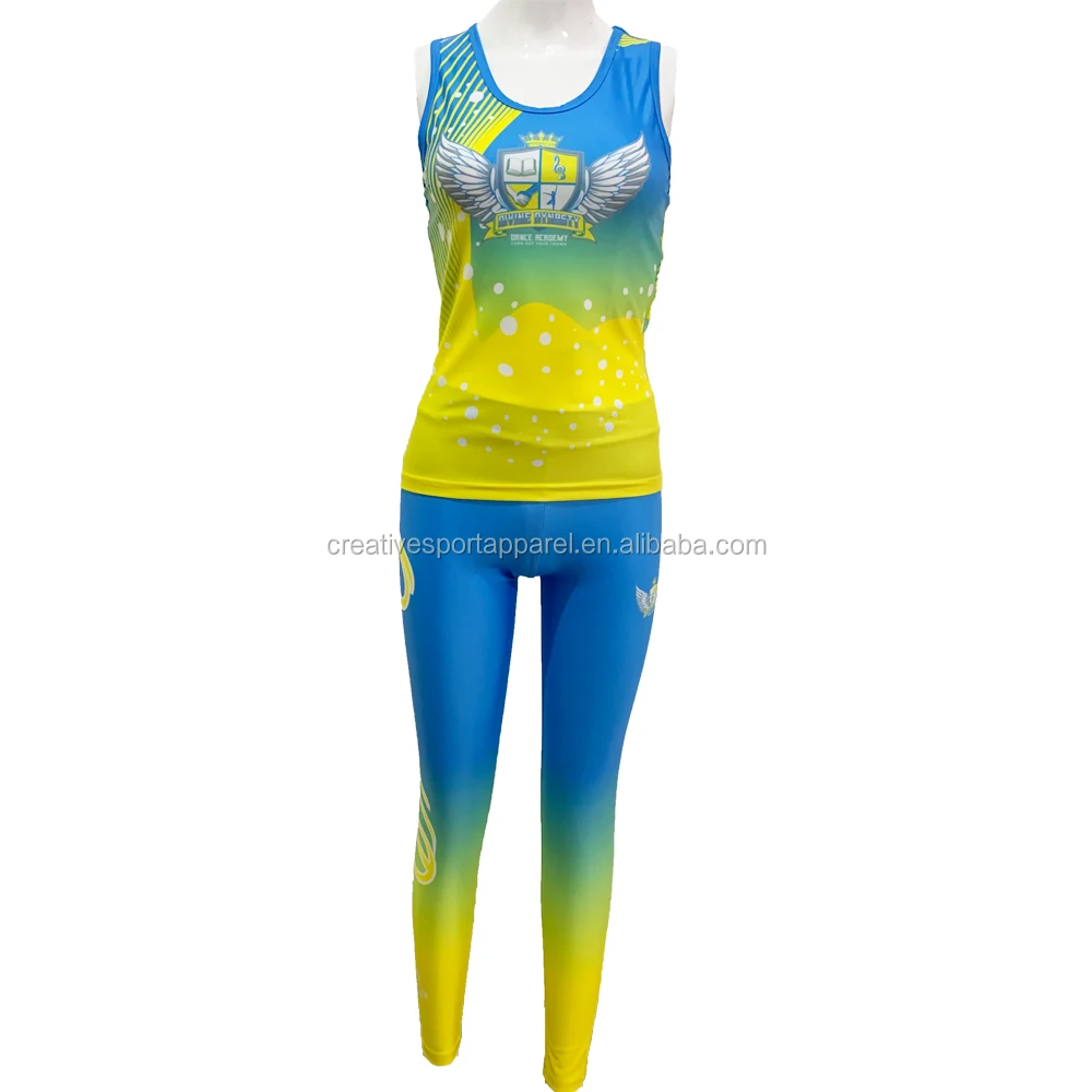 Custom Sublimation Wholesale Cheerleader Cheerleading tank top Capri Leggings