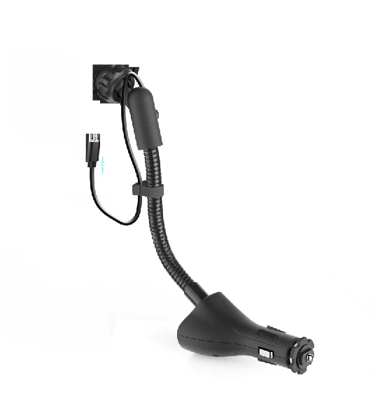 soporte celular 3.1 A dual USB ports built-in QC3.0 micro usb /type-c cable phone charger with flexible gooseneck car bracket