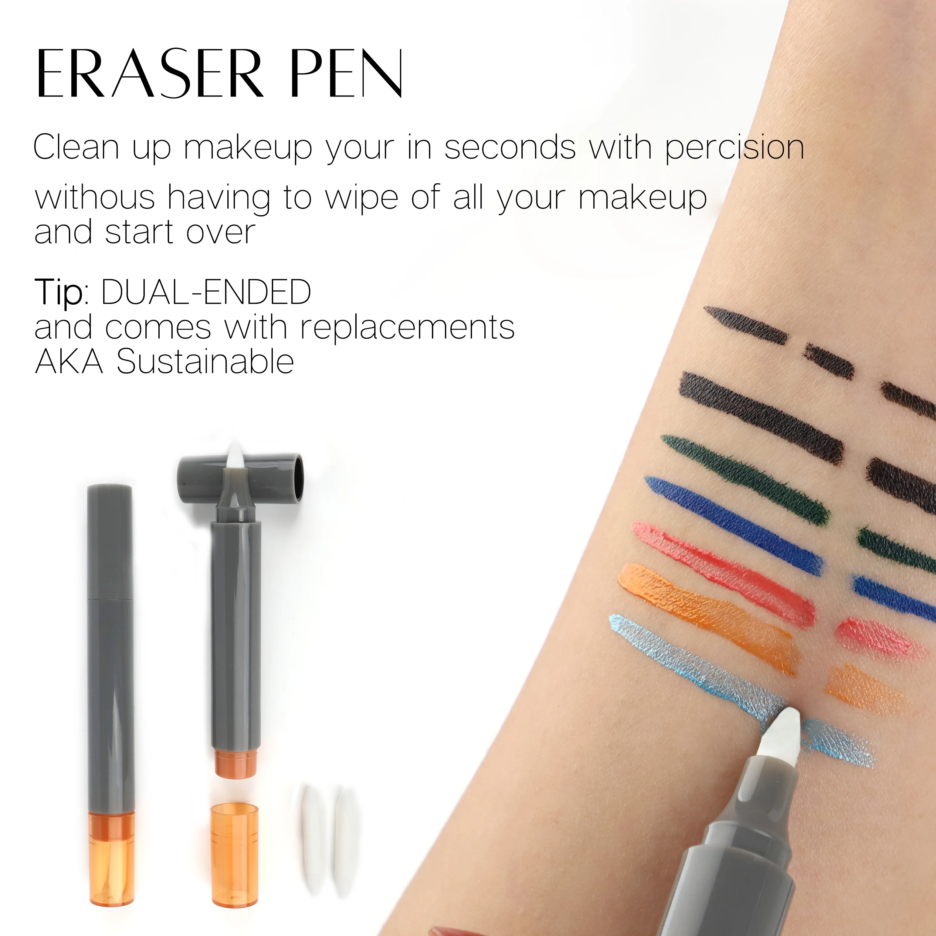 White tip dry eyeliner remover pen sustainable trim your makeup magic eraser pen clean up makeup friendly remover pen