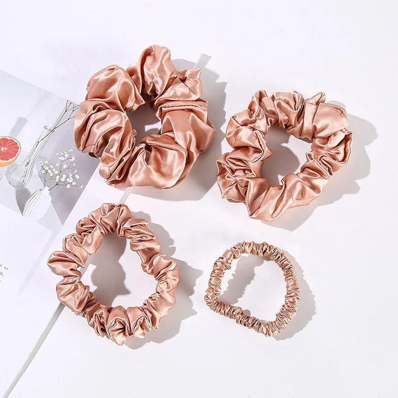 100% Pure Mulberry Silk Hair Elastic Hair Bands Premium Scrunchy Hair ties Skinny Silk Scrunchies
