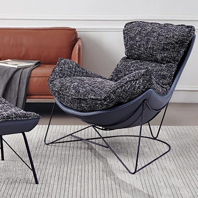 Minimalist Sofa Chair Carbon Steel Fabric Armchair With Foot Pedal Pedicure Chair Living Room Chair