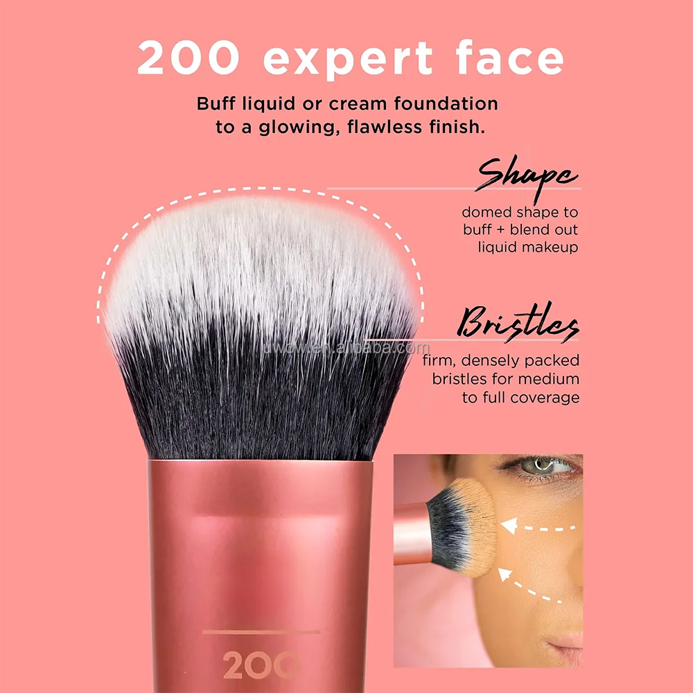 Real Technique 1411 2024 New Brand Expert Face Rose Gold Biodegradable Travel Size Bling Kabuki Foundation Single Makeup Brushes