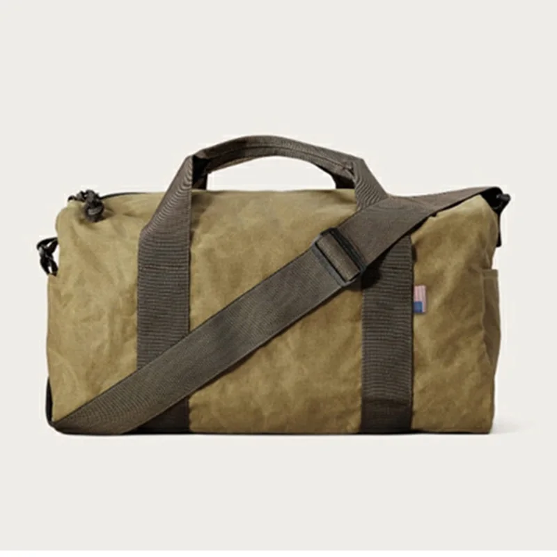 Foldable Army Green Waterproof Large Capacity Handbag Carry On Flight Travel Shoulder Bags Waxed Canvas Duffel Bag With YKK
