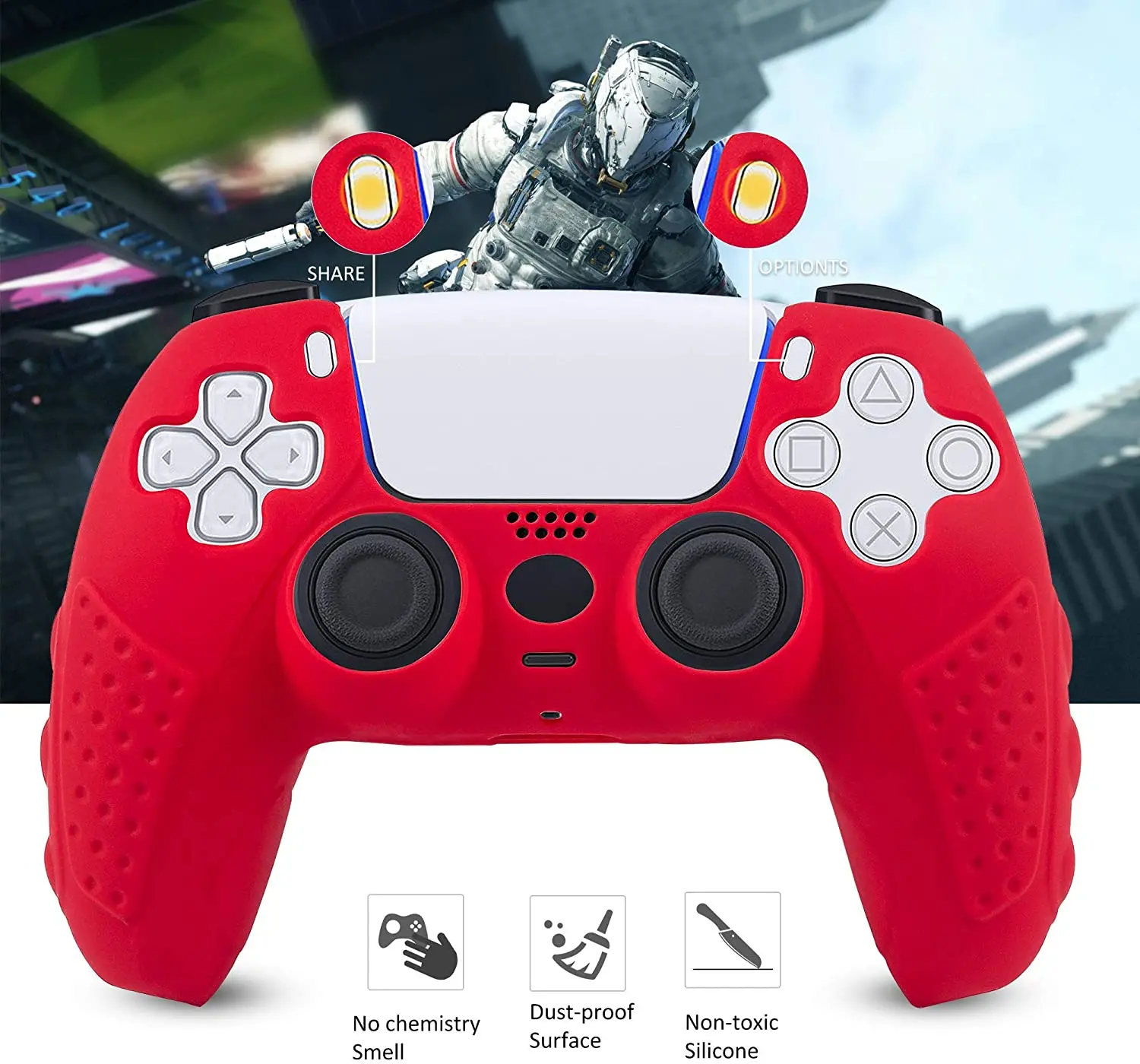 Gamepad Silicone For PS5 Case Cover for Playstation 5 Red Controller Console