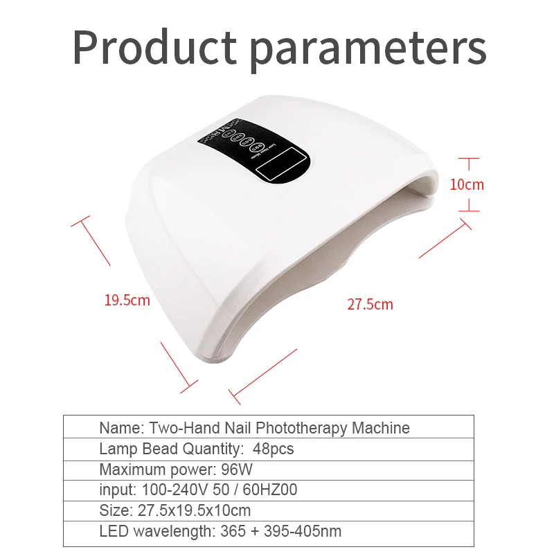High Power 96W RED Light LED Nail Lamp Two Hands Gel UV Lamp Manicure Nails Polish Dryer Table Led Light Nail Salon