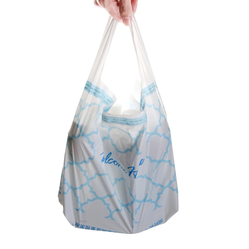
Biodegradable plastic bags packaging takeaway diner food bag with handles 