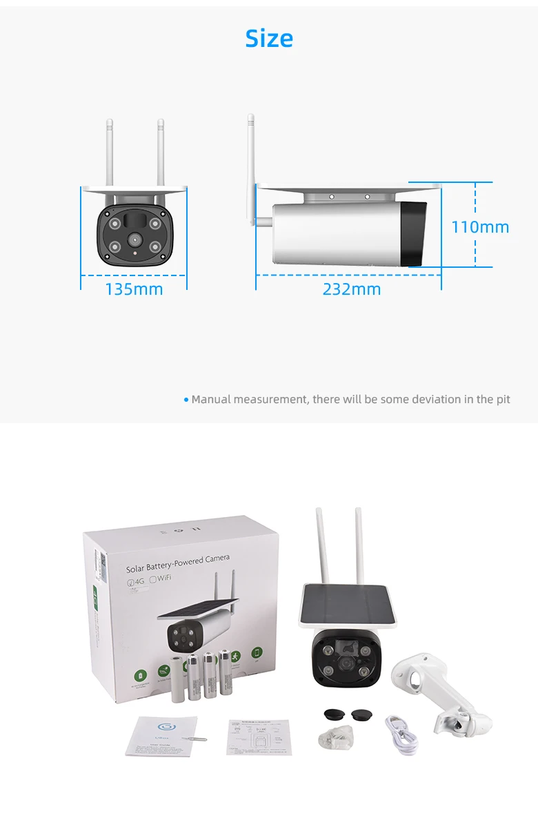 Outdoor Remote mobile phone PIR detection wake up supported Tuya Smart Life APP 4G Wifi Solar Camera