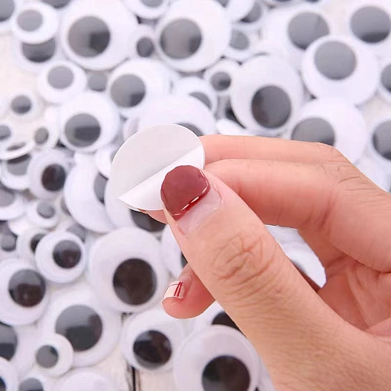 Round Plastic Black Googly Wiggle Eyes Self-Adhesive Large Size 15mm 18mm 20mm 25mm googly safety eyes for toys