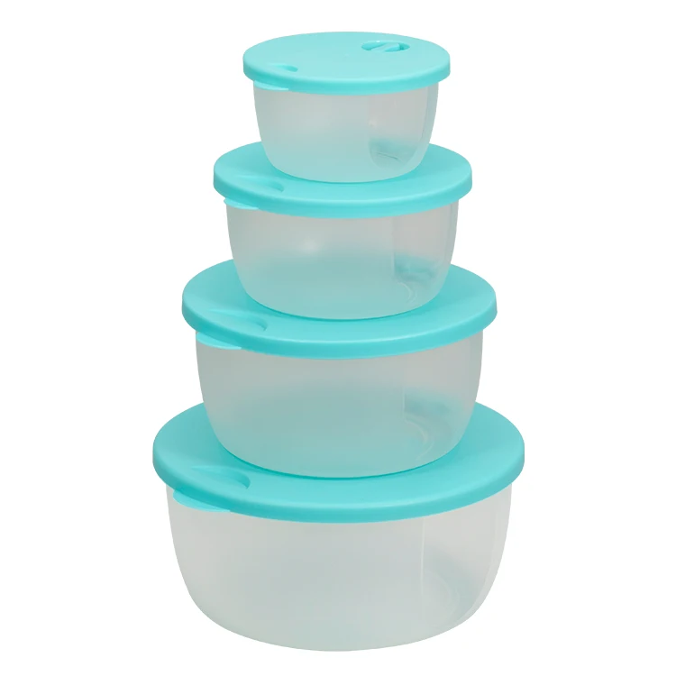Factory customized 4 sizes a set transparent sealed plastic container food storage set with lid