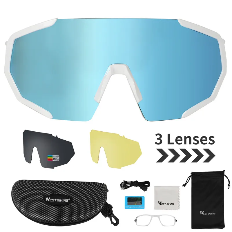 WEST BIKING UV 400 bicycle bike sun glasses custom windproof lightproof 3 lens outdoor sport bike motorcycle cycling glasses