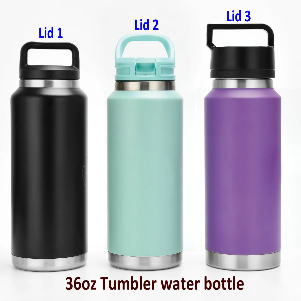 custom logo powder coating vacuum 36oz 64oz tumbler bottles double wall stainless steel with chugs lid 18OZ