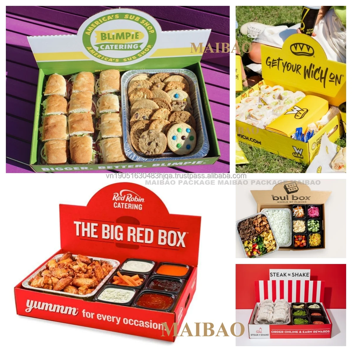 Wholesale Customize Printed Logo Disposable Big Takeaway Fast Food Lunch Salad Catering Paper Cardboard Brunch Packaging Boxes