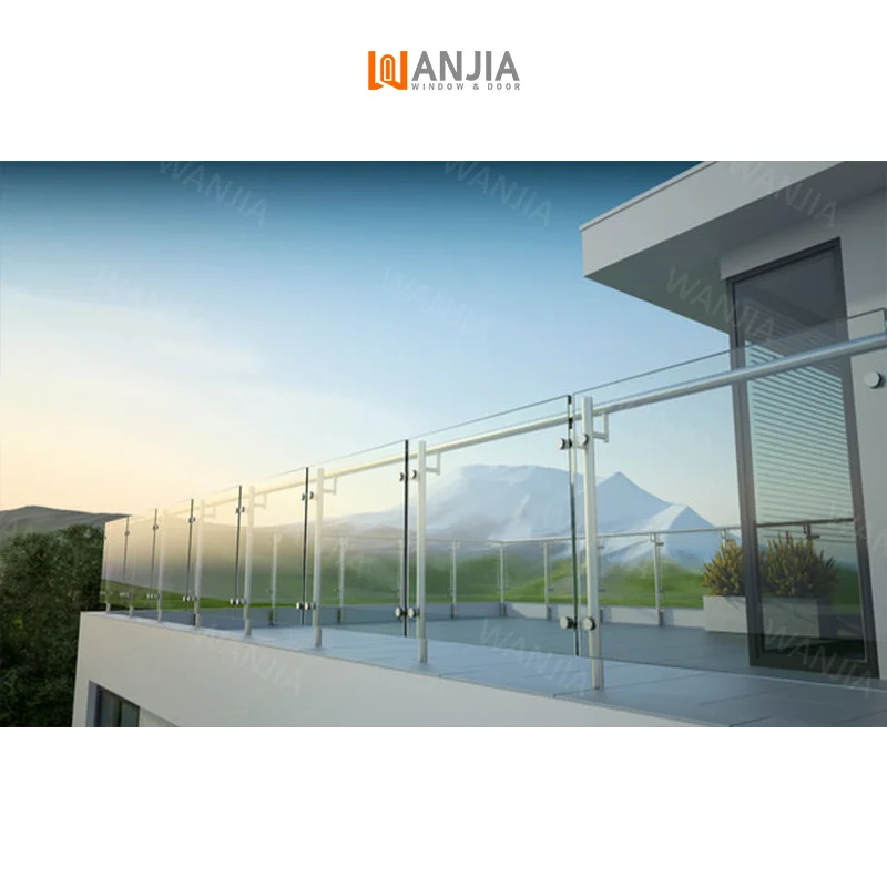 Customized Villa Exterior Tempered Glass Guardrail Aluminum Railing Stainless Steel Frameless Glass Railing Glass Railing