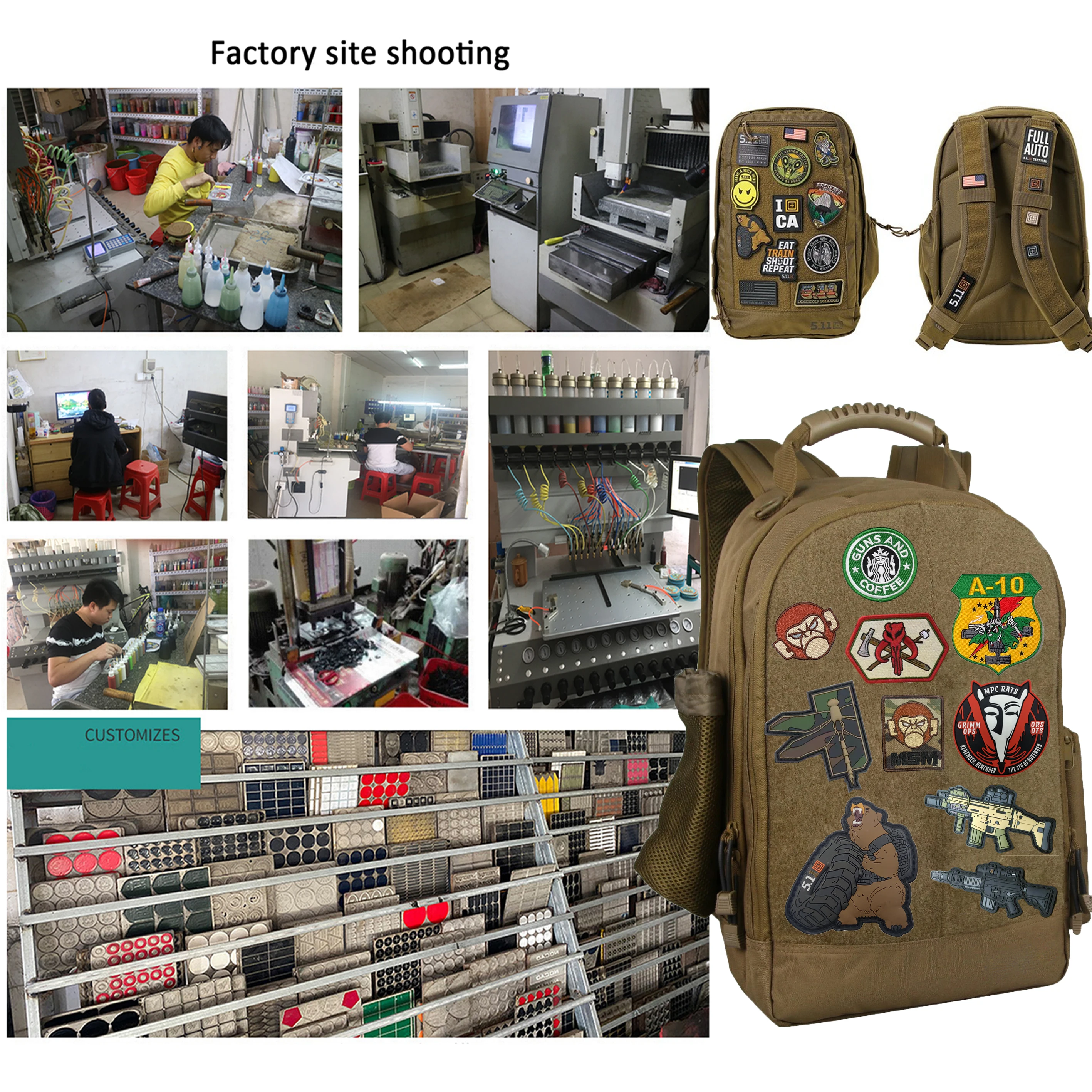 Custom Rubber 3d Brand Logo Labels Pvc Embossed  Patch Hook and Loop Tactical Patch PVC Patch for Bag