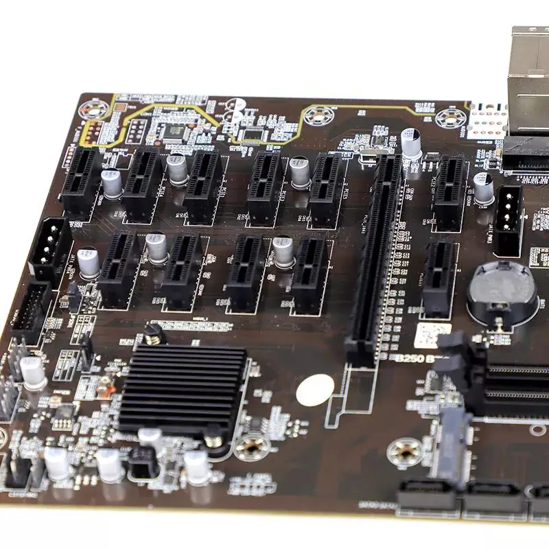 B250 BTC-12P материнская плата оснащена G4400 / G3900 процессор 2 * DDR4 слот и максимальный объем памяти объемом до