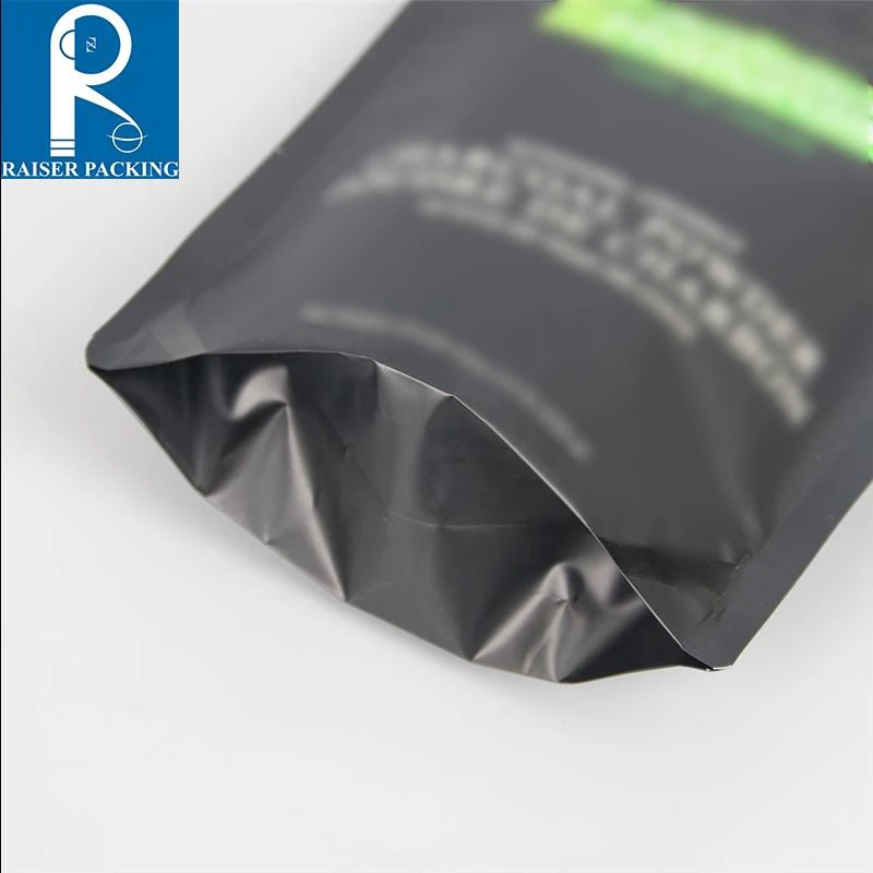 Food grade pouch Plastic matte black foil mylar bags Zip lock bag for 230g Amson Natural coco