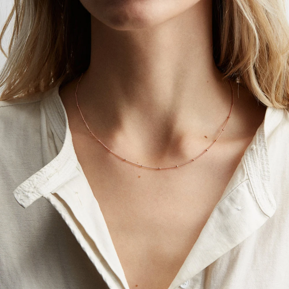 fashion jewelry dainty link thin chain size adjustable stainless steel necklace 2021