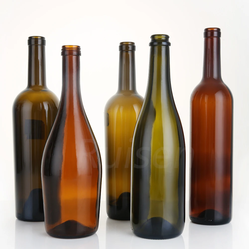 Dark green glass bottle  375ml Olive oil glass bottle wine glass bottle 750 ml