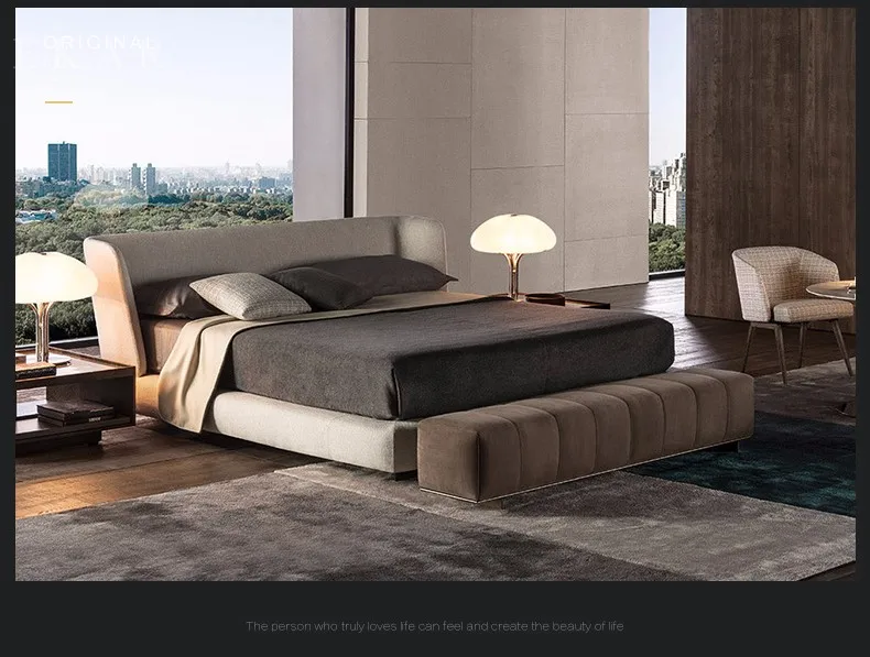Современный итальянский дизайн тканевая кровать для спальни 1,8 м двуспальная кровать