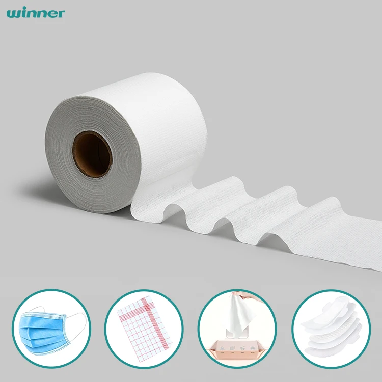 Winner Cotton Spunlace Nonwoven Fabric Rolls Natural Super Soft Natural Cotton Fabric 30-200gsm 5.5-200cm for Sanitary Napkin