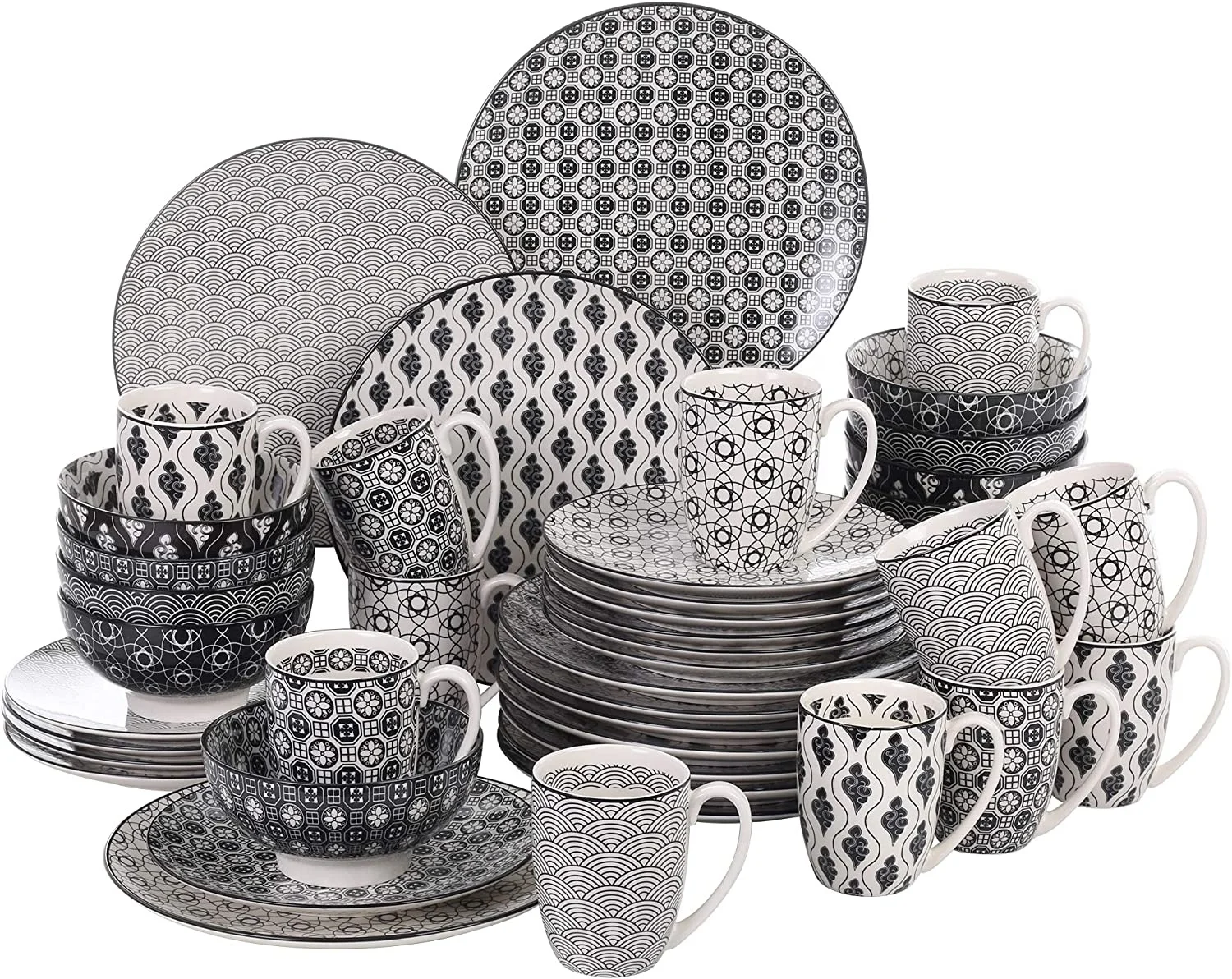 48pcs Luxury Glazing Decorative Dish Plates Utensils Ceramic Porcelain Dinner Set Table Ware Plate Set