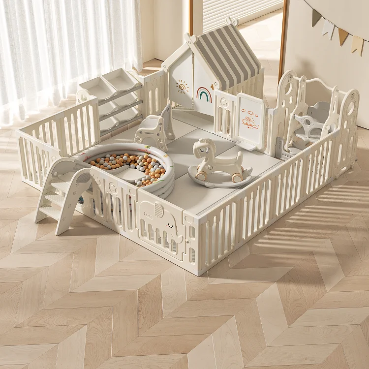 Party rental all white wholesale merry go round kids riding animals indoor outdoor soft play equipment with ball pit and fence