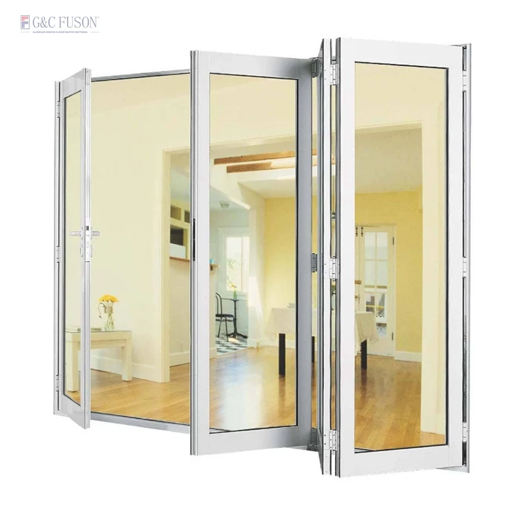 French Style Extruded Aluminum Frame Folding Door/Soundproof External Low Price Aluminum Folding Door
