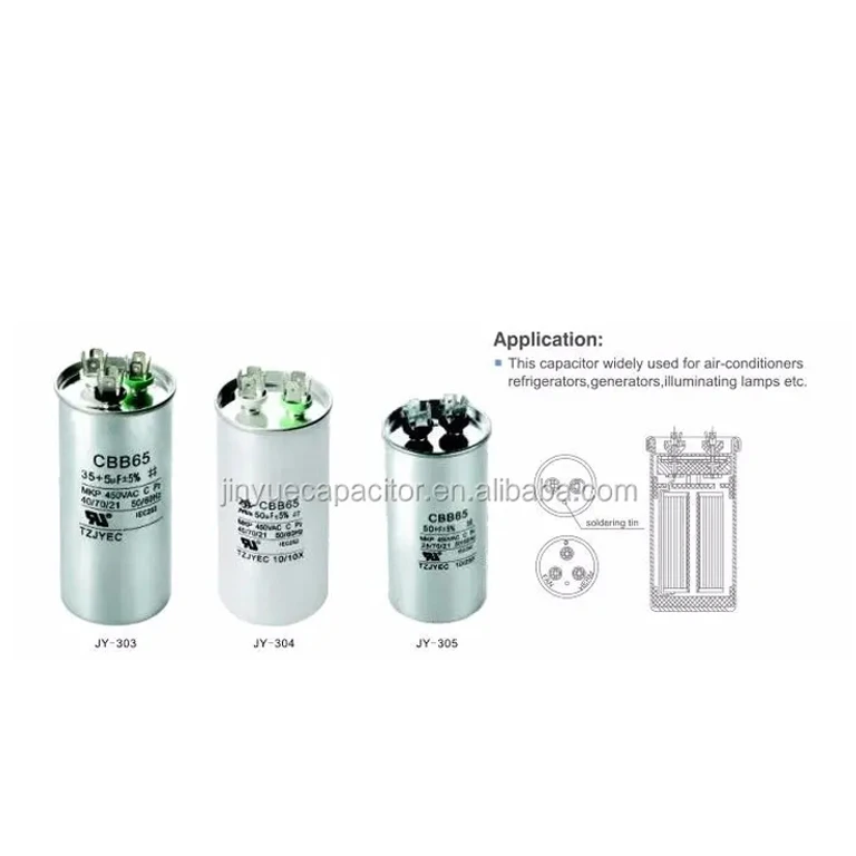 CBB65 air conditioner oil film capacitor 1-100 UF 450V with factory price