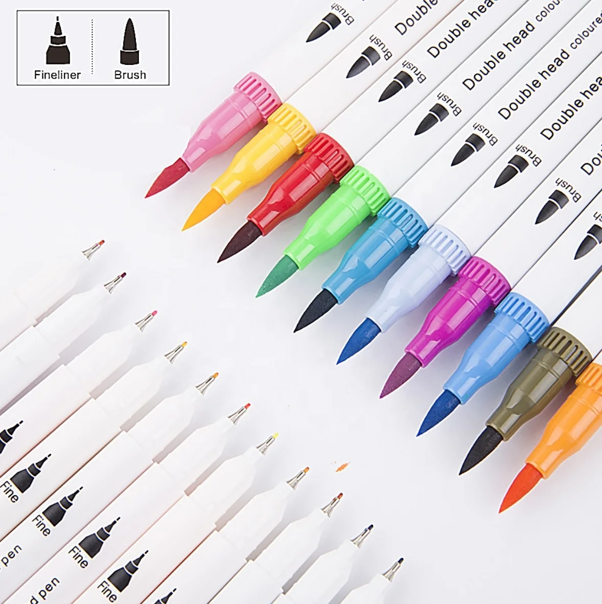 12 24 36 48 100 colors Dual Tip Watercolor Brush Pens Water Coloring Markers Stationery Set