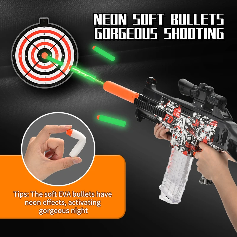 HW Electric Graffiti Luminous 416 Rifle Vector UMP Submachine Gun Repeating Soft Bullet Gun Outdoor Shooting Game Toy for Boys