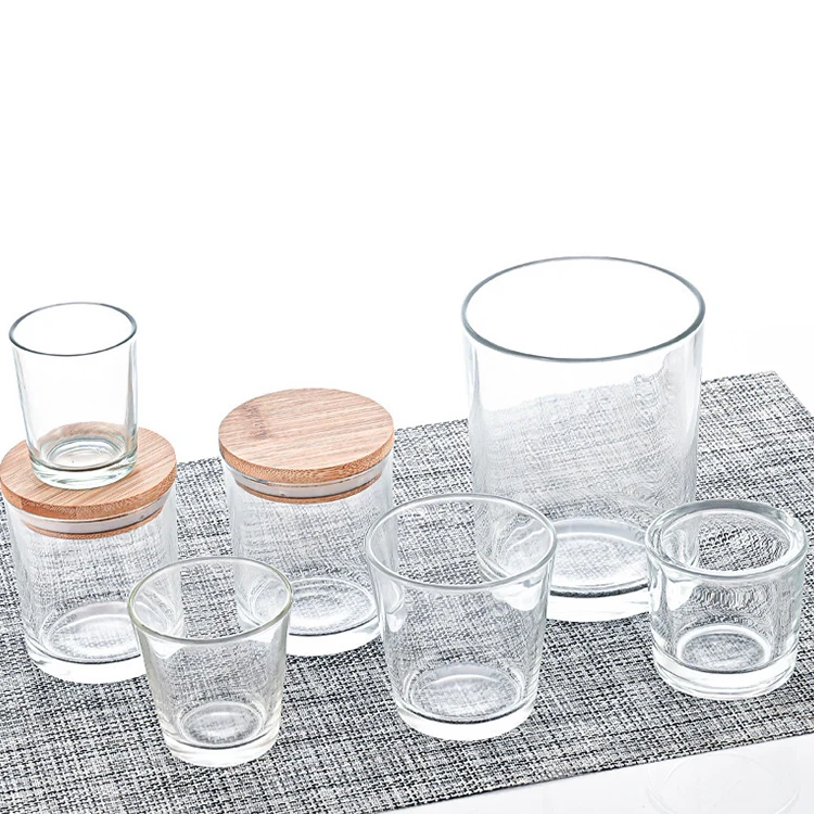 Wholesale Transparent Empty Clear Scented 10cm Wide Mouth Glass Candle Jar for Candle Making