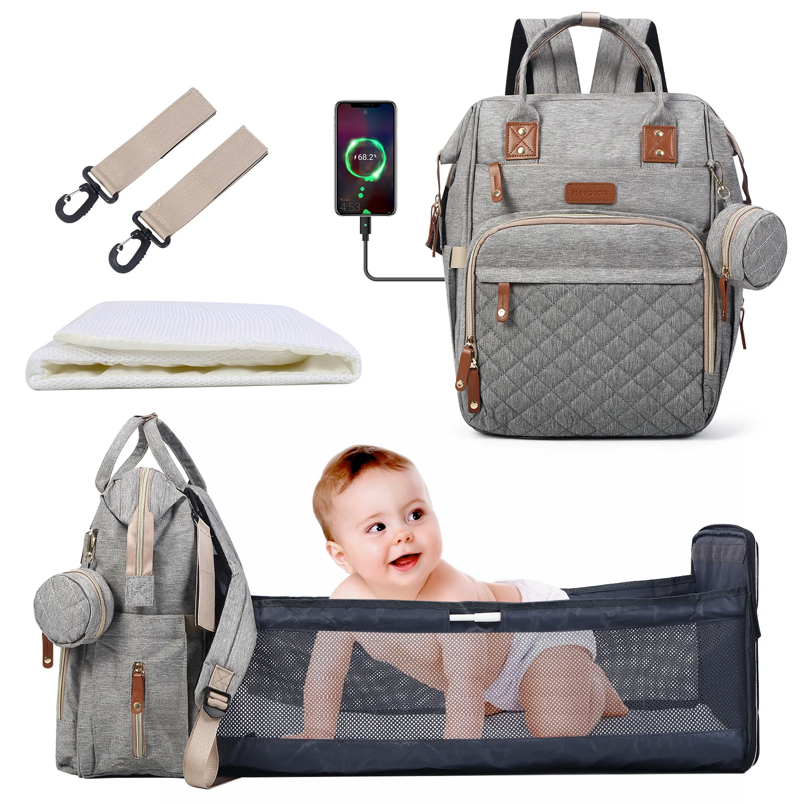 Customized Large Capacity Mommy Bag Backpack Mother and Baby Bag Outdoor Travel Baby Supplies Sorting Bag