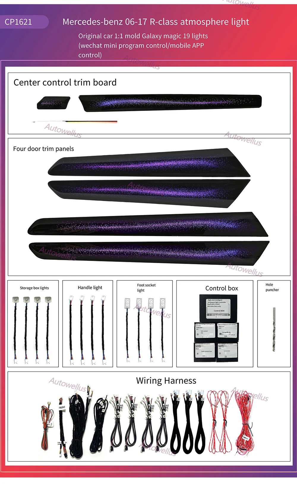 Ambient Light For Benz R class R280 R300 R320 R350 R500 2006-2017 Atmosphere Lamp  Interior Lighting Trim