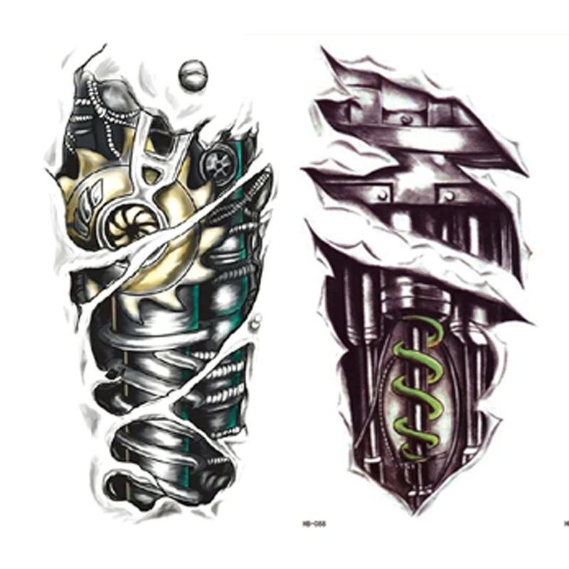 OEM Waterproof Machine Arm Design Tattoo Sticker Cool Half Arm Men Body Art tattoo stencil sticker Supplies Long Lasting