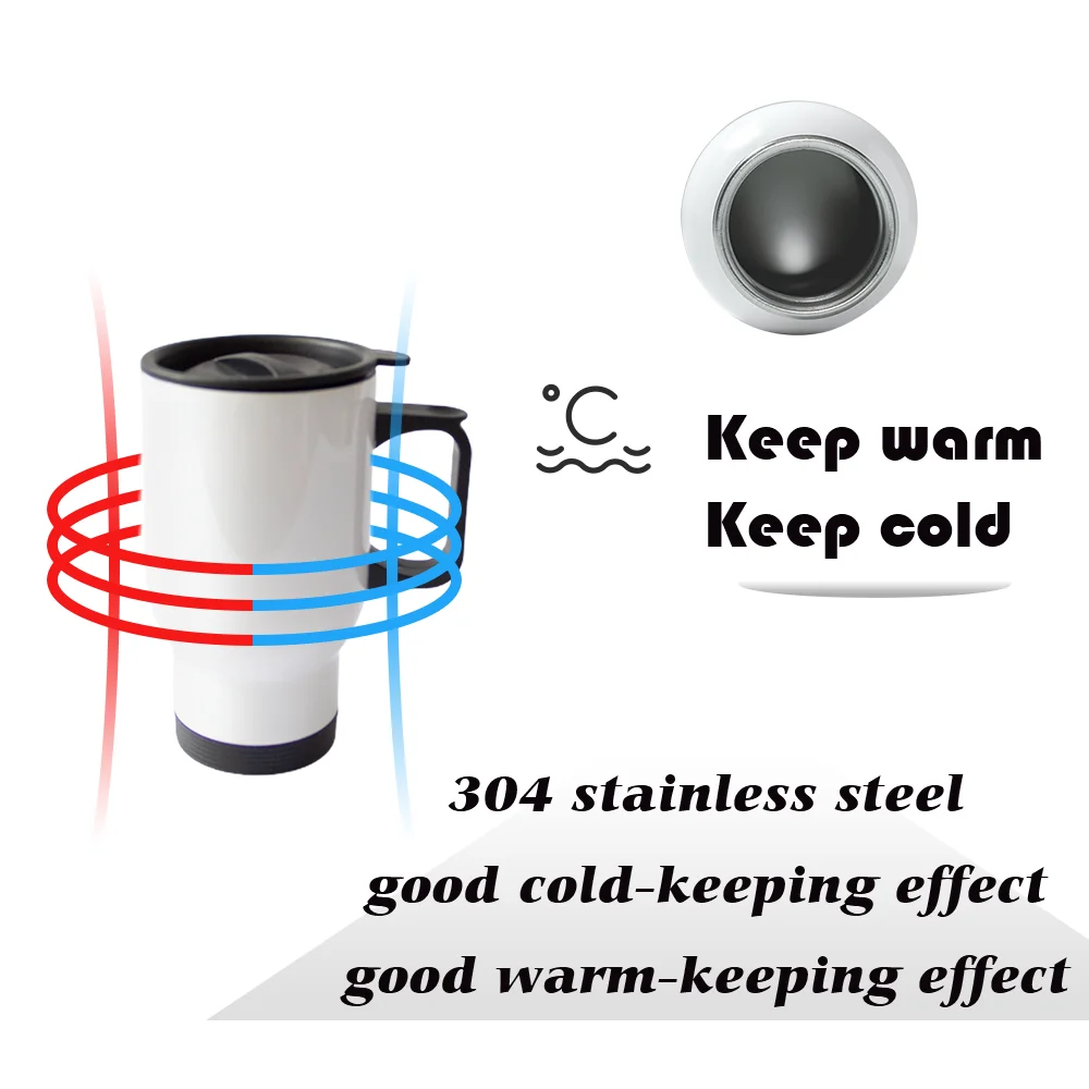 MR.R Sublimation Blanks White Stainless Steel Travel Car Mug Bottle 450ml for Heat Press Printing