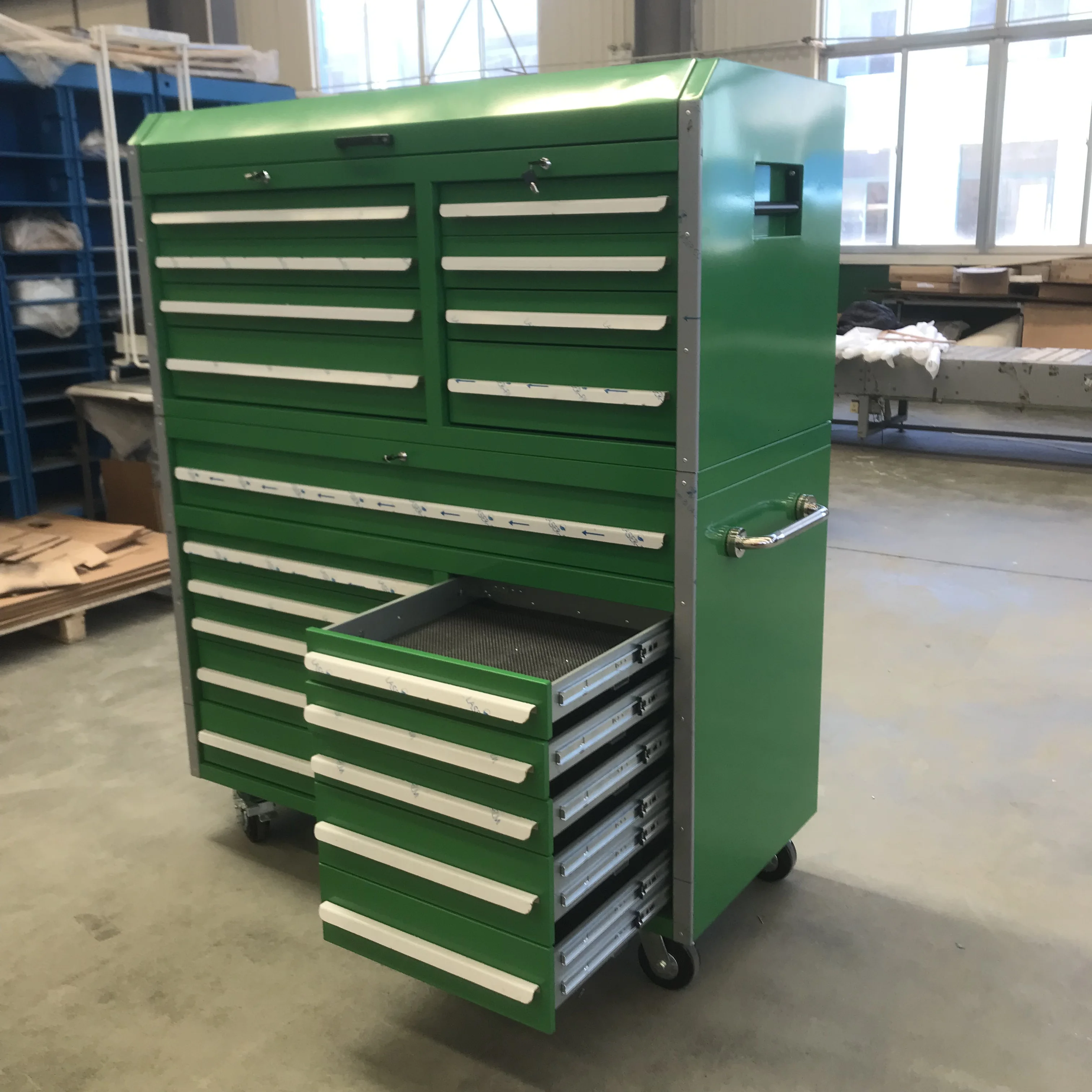 Green Coated 56 inch Heavy Duty Steel Tool Chest/Tool Box/Tool Cabinet for Garage Workshop Toolsbox Trolley