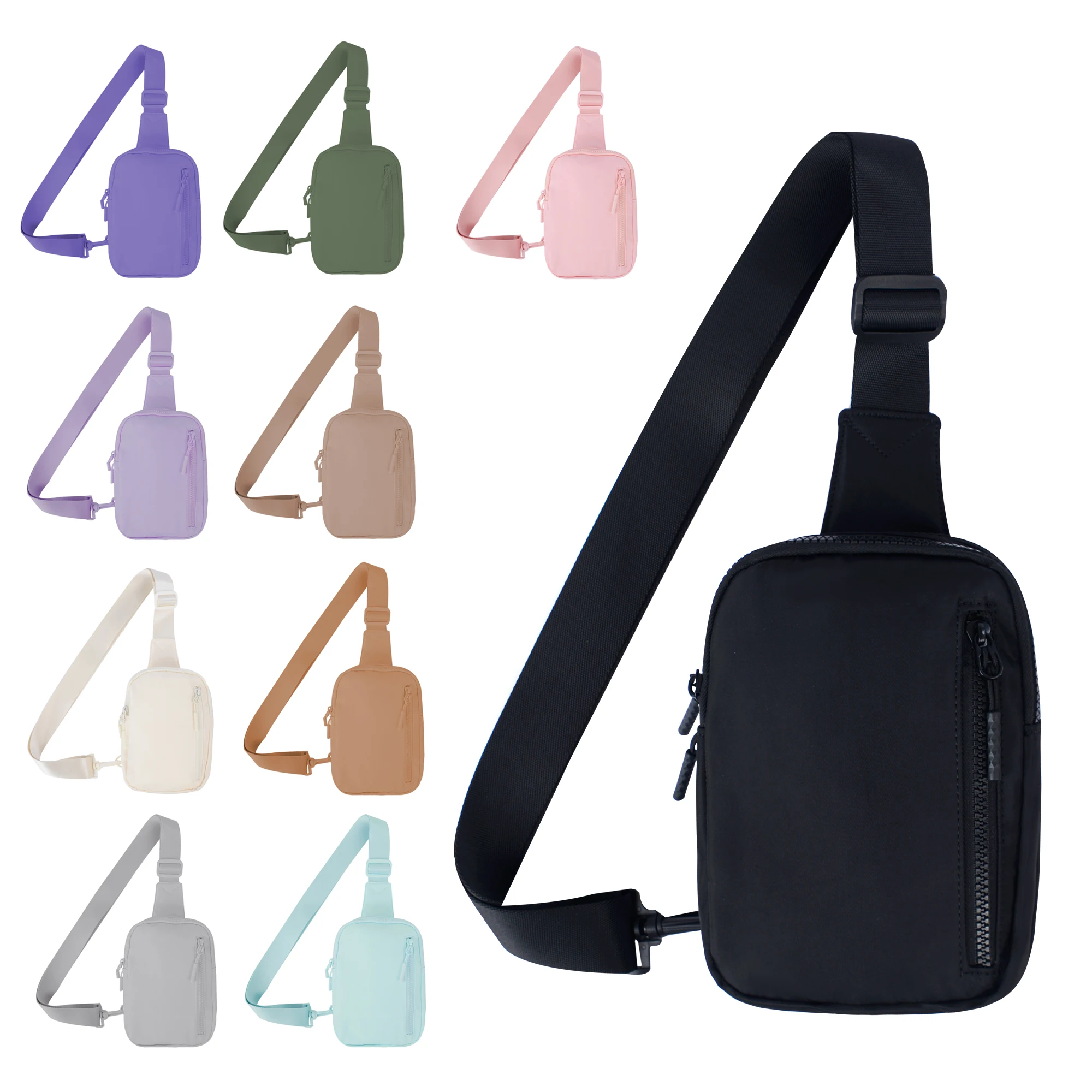 Small Sling Bag Fanny Packs Belt Bag for Men Trendy Fashionable Cross Body Nylon Chest Bag  with Adjustable Straps