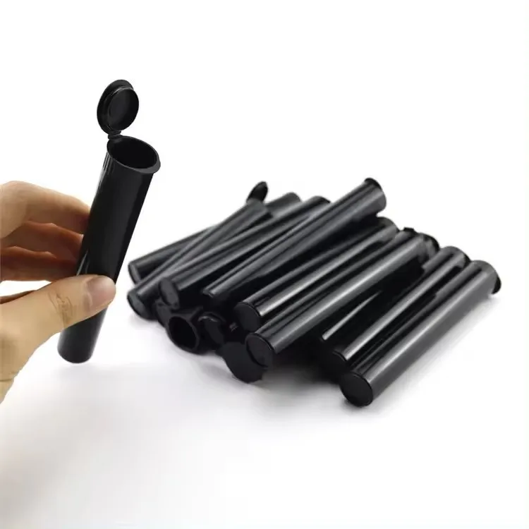 116mm Black Squeeze Cap Wrap Container Plastic Pre-roll Tube