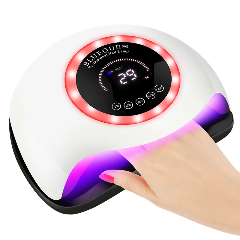 Blueque 168W nail dryer fast drying uv lamp professional nail lamp led machine for curing polish gel with Color light ring